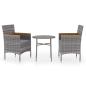 Preview: 3-tlg. Garten-Essgruppe Poly Rattan Grau