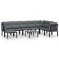 Preview: 9-tlg. Garten-Lounge-Set Schwarz und Grau Poly Rattan