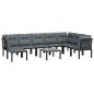 Preview: 9-tlg. Garten-Lounge-Set Schwarz und Grau Poly Rattan