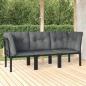 Preview: ARDEBO.de - 3-tlg. Garten-Lounge-Set Schwarz und Grau Poly Rattan