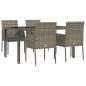 Preview: 5-tlg. Garten-Essgruppe mit Kissen Grau Poly Rattan