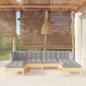 Preview: ARDEBO.de - 6-tlg. Garten-Lounge-Set mit Grauen Kissen Kiefernholz