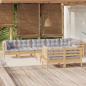Preview: ARDEBO.de - 9-tlg. Garten-Lounge-Set mit Grauen Kissen Kiefer Massivholz