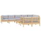 Preview: 9-tlg. Garten-Lounge-Set mit Grauen Kissen Kiefer Massivholz