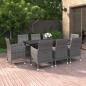 Preview: ARDEBO.de - 9-tlg. Garten-Essgruppe mit Auflagen Poly Rattan und Glas