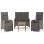Preview: 4-tlg. Garten-Essgruppe mit Kissen Grau Poly Rattan