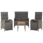 Preview: 4-tlg. Garten-Essgruppe mit Kissen Grau Poly Rattan