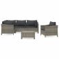 Preview: 6-tlg. Garten-Lounge-Set mit Kissen Grau Poly Rattan