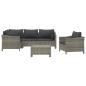 Preview: 6-tlg. Garten-Lounge-Set mit Kissen Grau Poly Rattan