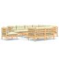 Preview: 10-tlg. Garten-Lounge-Set mit Creme Kissen Massivholz Kiefer