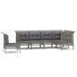 Preview: 6-tlg. Garten-Lounge-Set mit Kissen Grau Poly Rattan