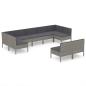 Preview: 9-tlg. Garten-Lounge-Set mit Auflagen Poly Rattan Grau