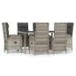 Preview: 7-tlg. Garten-Essgruppe mit Kissen Grau Poly Rattan