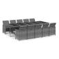 Preview: 11-tlg. Garten-Essgruppe mit Kissen Poly Rattan Grau