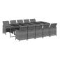 Preview: 11-tlg. Garten-Essgruppe mit Kissen Poly Rattan Grau
