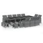Preview: 15-tlg. Garten-Essgruppe mit Kissen Poly Rattan Grau
