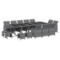 Preview: 15-tlg. Garten-Essgruppe mit Kissen Poly Rattan Grau