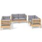 Preview: 6-tlg. Garten-Lounge-Set mit Grauen Kissen Kiefer Massivholz