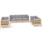 Preview: 7-tlg. Garten-Lounge-Set mit Grauen Kissen Kiefer Massivholz