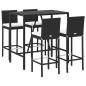Preview: 5-tlg. Gartenbar-Set mit Kissen Schwarz Poly Rattan