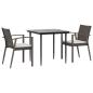 Preview: 3-tlg. Garten-Essgruppe mit Kissen Poly Rattan und Stahl