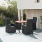 Preview: ARDEBO.de - 5-tlg. Garten-Essgruppe Schwarz Poly Rattan & Massivholz Akazie