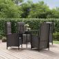 Preview: ARDEBO.de - 5-tlg. Garten-Essgruppe mit Kissen Schwarz Poly Rattan