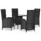 Preview: 5-tlg. Garten-Essgruppe mit Kissen Schwarz Poly Rattan