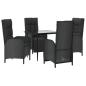Preview: 5-tlg. Garten-Essgruppe mit Kissen Schwarz Poly Rattan