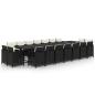 Preview: 19-tlg. Garten-Essgruppe mit Kissen Poly Rattan Schwarz