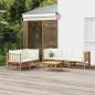 Preview: ARDEBO.de - 6-tlg. Garten-Lounge-Set mit Cremeweißen Kissen Bambus