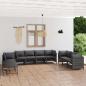 Preview: ARDEBO.de - 10-tlg. Garten-Lounge-Set mit Kissen Poly Rattan Grau