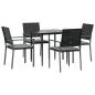 Preview: 5-tlg. Garten-Essgruppe mit Kissen Poly Rattan und Stahl