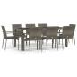 Preview: 9-tlg. Garten-Essgruppe mit Kissen Grau Poly Rattan
