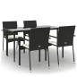 Preview: 5-tlg. Garten-Essgruppe mit Kissen Schwarz Poly Rattan