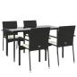 Preview: 5-tlg. Garten-Essgruppe mit Kissen Schwarz Poly Rattan