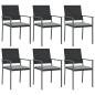 Preview: Gartenstühle mit Kissen 6 Stk. Schwarz 54x62,5x89cm Poly Rattan