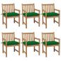 Preview: ARDEBO.de - Gartenstühle 6 Stk. mit Grünen Kissen Massivholz Teak