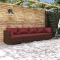 Preview: ARDEBO.de - 4-tlg. Garten-Lounge-Set mit Auflagen Poly Rattan Braun