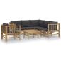 Preview: 7-tlg. Garten-Lounge-Set mit Dunkelgrauen Kissen Bambus