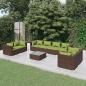 Preview: ARDEBO.de - 9-tlg. Garten-Lounge-Set mit Kissen Poly Rattan Braun