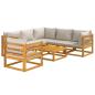 Preview: 7-tlg. Garten-Lounge-Set mit Hellgrauen Kissen Massivholz