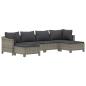 Preview: 6-tlg. Garten-Lounge-Set mit Kissen Grau Poly Rattan
