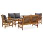 Preview: ARDEBO.de - 5-tlg. Garten-Lounge-Set mit Auflagen Massivholz Akazie