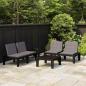 Preview: ARDEBO.de - 4-tlg. Garten-Lounge-Set mit Auflagen Kunststoff Grau