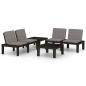 Preview: 4-tlg. Garten-Lounge-Set mit Auflagen Kunststoff Grau