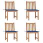 Preview: ARDEBO.de - Gartenstühle 4 Stk. mit Kissen Massivholz Teak