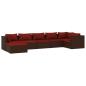 Preview: 7-tlg. Garten-Lounge-Set mit Kissen Poly Rattan Braun