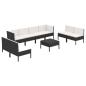 Preview: 9-tlg. Garten-Lounge-Set mit Auflagen Poly Rattan Schwarz