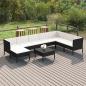 Preview: ARDEBO.de - 9-tlg. Garten-Lounge-Set mit Auflagen Poly Rattan Schwarz
